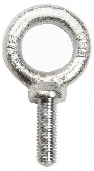 Gibraltar - 6,000 Lb Capacity, Steel, 3/4-10 Thread, Fixed Lifting Eye Bolt - Fully Threaded, 4-1/2" Shank, 4-1/2" Thread Length, Shoulder - Caliber Tooling