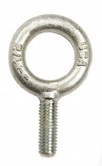 Gibraltar - 500 Lb Capacity, Stainless Steel, 1/4-20 Thread, Fixed Lifting Eye Bolt - Fully Threaded, 3" Shank, 3" Thread Length, No Shoulder - Caliber Tooling