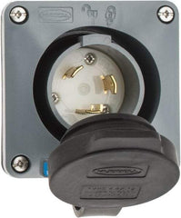 Hubbell Wiring Device-Kellems - 250 VAC, 30 Amp, L6-30P NEMA, Self Grounding Inlet - 2 Poles, 3 Wire, Male End, Gray - Caliber Tooling