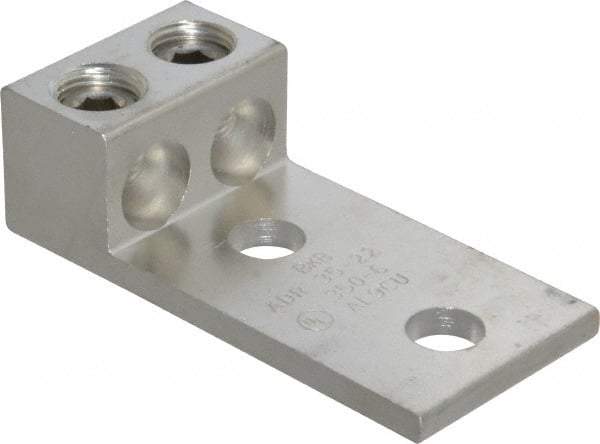 Thomas & Betts - 6 AWG Noninsulated Compression Connection Rectangle Ring Terminal - 1/2" Stud, 4-1/4" OAL x 2-19/64" Wide, Tin Plated Aluminum Contact - Caliber Tooling