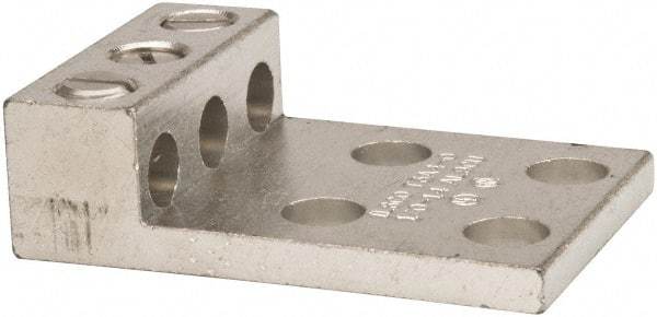 Thomas & Betts - 14-1/0 AWG Noninsulated Compression Connection Rectangle Ring Terminal - 3/8" Stud, 2-29/32" OAL x 2" Wide, Tin Plated Aluminum Contact - Caliber Tooling