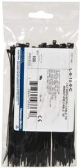 Thomas & Betts - 6.4" Long Black Nylon Standard Cable Tie - 18 Lb Tensile Strength, 1.13mm Thick, 1-1/2" Max Bundle Diam - Caliber Tooling