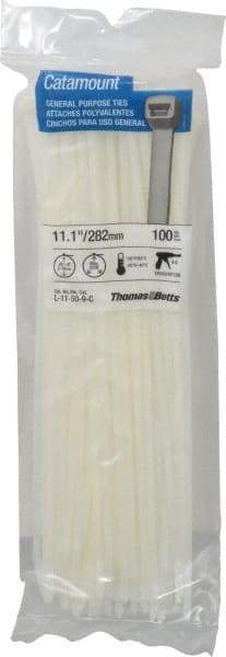 Thomas & Betts - 11.1" Long Natural (Color) Nylon Standard Cable Tie - 50 Lb Tensile Strength, 1.35mm Thick, 2" Max Bundle Diam - Caliber Tooling