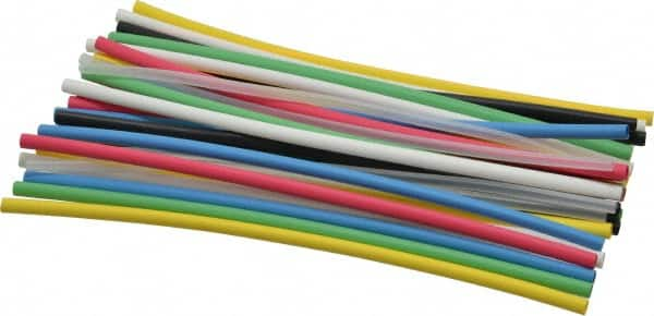 3M - 6" Long, 2:1, Polyolefin Heat Shrink Electrical Tubing - Black, Blue, Clear, Green, Red, White, Yellow - Caliber Tooling