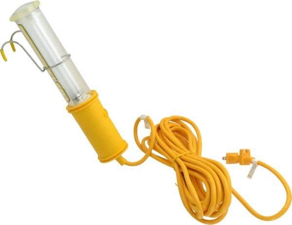 Made in USA - 13 Watt, Electric, Fluorescent Portable Handheld Work Light - 25' Cord, 1 Head - Caliber Tooling