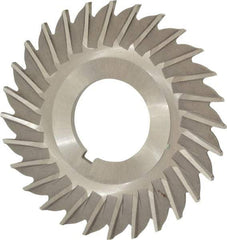 Made in USA - 2-1/2" Blade Diam x 3/32" Blade Thickness, 7/8" Hole, 28 Teeth, High Speed Steel Side Chip Saw - Straight Tooth, Arbor Connection, Right Hand Cut, Uncoated, with Keyway - Caliber Tooling