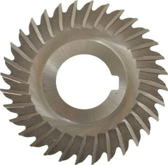 Made in USA - 3" Blade Diam x 1/16" Blade Thickness, 1" Hole, 32 Teeth, High Speed Steel Side Chip Saw - Straight Tooth, Arbor Connection, Right Hand Cut, Uncoated, with Keyway - Caliber Tooling