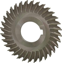 Made in USA - 3" Blade Diam x 7/64" Blade Thickness, 1" Hole, 32 Teeth, High Speed Steel Side Chip Saw - Straight Tooth, Arbor Connection, Right Hand Cut, Uncoated, with Keyway - Caliber Tooling