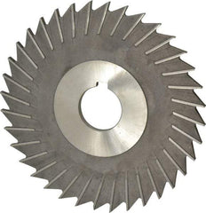 Made in USA - 6" Blade Diam x 3/16" Blade Thickness, 1-1/4" Hole, 48 Teeth, High Speed Steel Side Chip Saw - Straight Tooth, Arbor Connection, Right Hand Cut, Uncoated, with Keyway - Caliber Tooling