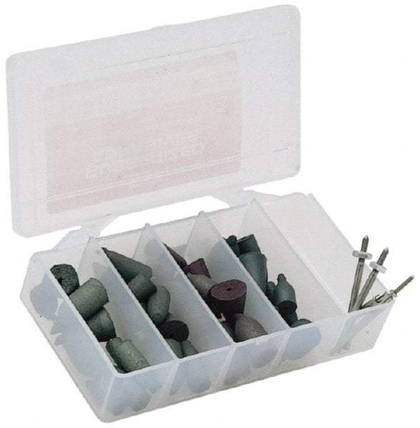 Made in USA - 102 Piece Rubberized Abrasive Point Set - Includes 1/8 Inch Diameter Shank - Caliber Tooling