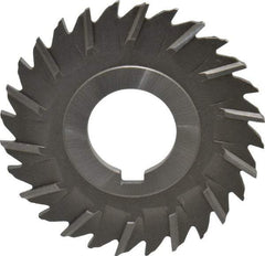 Made in USA - 3" Blade Diam x 9/64" Blade Thickness, 1" Hole, 28 Teeth, High Speed Steel Side Chip Saw - Staggered Tooth, Arbor Connection, Right Hand Cut, Uncoated, with Keyway - Caliber Tooling