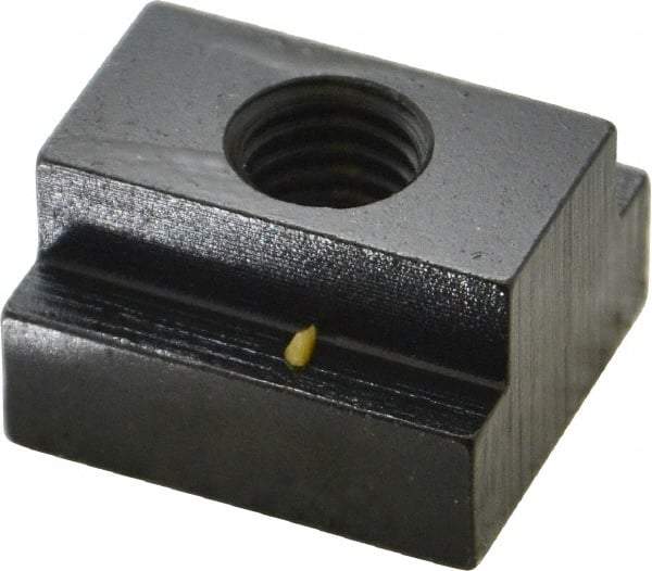 Gibraltar - 1/2-13 Tapped Through T Slot Nut - 11/16" Slot Width, 1-1/8 x 7/16" Base Width x Height, 1-1/4 x 3/4" OAL x Height - Caliber Tooling