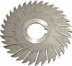 Made in USA - 5" Blade Diam x 1/8" Blade Thickness, 1-1/4" Hole, 36 Teeth, High Speed Steel Side Chip Saw - Staggered Tooth, Arbor Connection, Right Hand Cut, Uncoated - Caliber Tooling