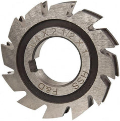 Made in USA - 1/8" Radius, 1/4" Circle Diam, 2-1/2" Diam x 0.445" Wide Cut, High Speed Steel Concave Radius Cutter - 2-1/2" OAL, Arbor Connection, Uncoated, Form Relieved, 10 Teeth - Caliber Tooling