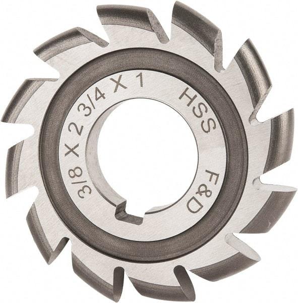 Made in USA - 3/16" Radius, 3/8" Circle Diam, 2-3/4" Cutter Diam, Arbor Connection, Convex Radius Cutter - High Speed Steel, Uncoated, Form Relieved, 12 Teeth - Caliber Tooling