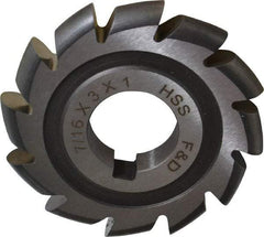 Made in USA - 7/32" Radius, 7/16" Circle Diam, 3" Cutter Diam, Arbor Connection, Convex Radius Cutter - High Speed Steel, Uncoated, Form Relieved, 12 Teeth - Caliber Tooling