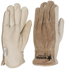 MCR Safety - Size XL (10) Split Back/Grain Palm Cowhide General Protection Work Gloves - For Work & Driver, Uncoated, Full Fingered, Cream/Black/Brown, Paired - Caliber Tooling