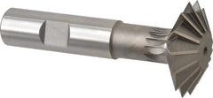 Made in USA - 1-1/2° 1-1/2" Cut Diam, 1/2" Cut Width, 5/8" Shank, High Speed Steel Double-Angle Cutter - Caliber Tooling