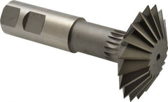 Made in USA - 2-1/4° 2-1/4" Cut Diam, 3/4" Cut Width, 7/8" Shank, High Speed Steel Double-Angle Cutter - Caliber Tooling