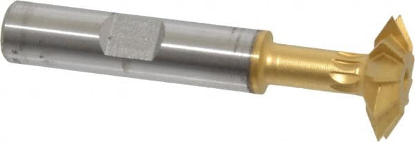 Made in USA - 3/4° 3/4" Cut Diam, 3/16" Cut Width, 3/8" Shank, High Speed Steel Double-Angle Cutter - Caliber Tooling