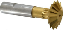 Made in USA - 1-1/2° 1-1/2" Cut Diam, 1/2" Cut Width, 5/8" Shank, High Speed Steel Double-Angle Cutter - Caliber Tooling