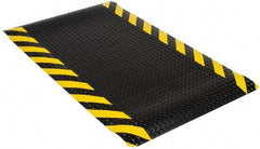 Wearwell - 5' Long x 3' Wide, Dry Environment, Anti-Fatigue Matting - Black with Yellow Chevron Borders, Vinyl with Nitrile Blend Base, Beveled on 4 Sides - Caliber Tooling