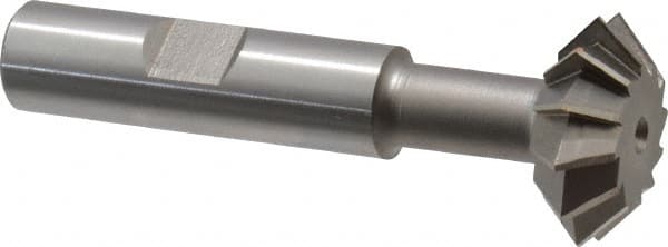 Made in USA - 1° 1" Cut Diam, 3/8" Cut Width, 1/2" Shank, High Speed Steel Double-Angle Cutter - Caliber Tooling