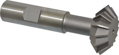 Made in USA - 1-3/8° 1-3/8" Cut Diam, 1/2" Cut Width, 5/8" Shank, High Speed Steel Double-Angle Cutter - Caliber Tooling