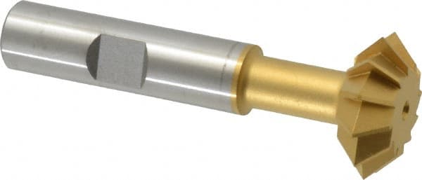 Made in USA - 1° 1" Cut Diam, 3/8" Cut Width, 1/2" Shank, High Speed Steel Double-Angle Cutter - Caliber Tooling