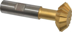 Made in USA - 1-3/8° 1-3/8" Cut Diam, 1/2" Cut Width, 5/8" Shank, High Speed Steel Double-Angle Cutter - Caliber Tooling