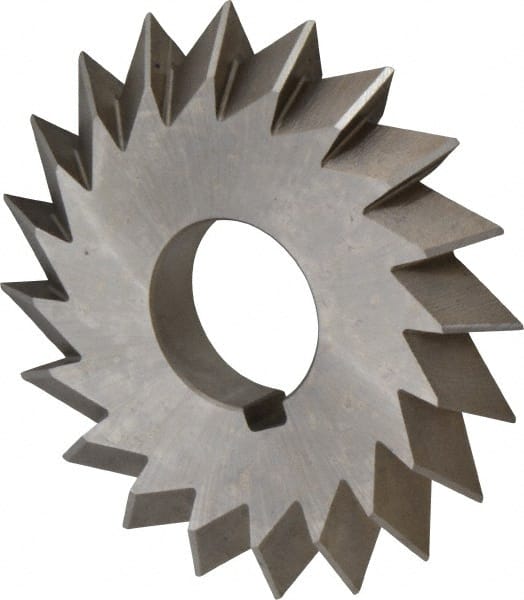 Made in USA - 4° 4" Cut Diam, 1/2" Cut Width, 1-1/4" Arbor, High Speed Steel Double-Angle Cutter - Caliber Tooling