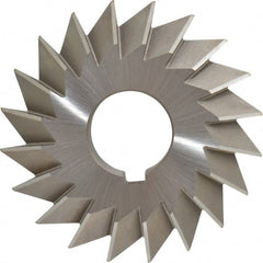 Made in USA - 4° 4" Cut Diam, 3/4" Cut Width, 1-1/4" Arbor, High Speed Steel Double-Angle Cutter - Caliber Tooling