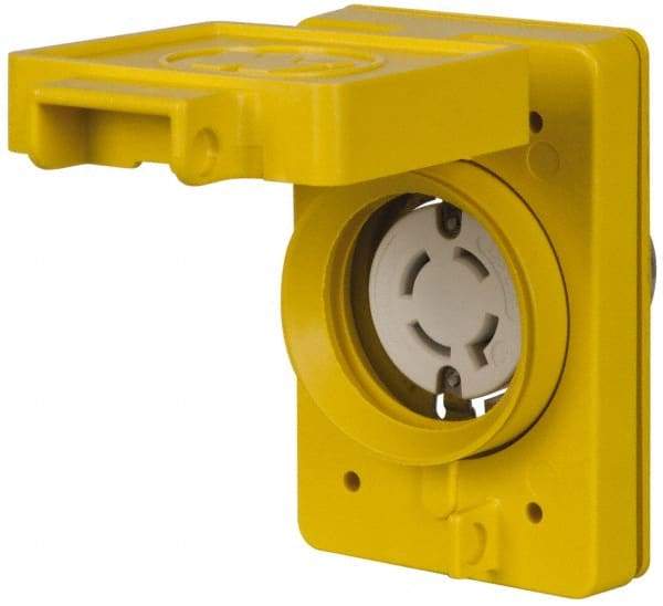 Value Collection - 480 VAC, 20 Amp, L16-20R NEMA, Self Grounding Receptacle - 3 Poles, 3 Wire, Female End, Yellow - Caliber Tooling