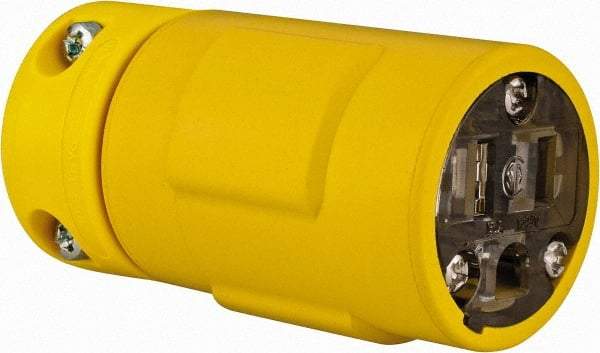 Value Collection - 125 VAC, 15 Amp, 5-15 NEMA, Straight, Ungrounded, Industrial Grade Connector - 2 Pole, 3 Wire, 1 Phase, Rubber, Yellow - Caliber Tooling