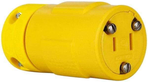 Value Collection - 125 VAC, 15 Amp, 1-15R NEMA, Straight, Ungrounded, Industrial Grade Connector - 2 Pole, 2 Wire, 1 Phase, Rubber, Yellow - Caliber Tooling