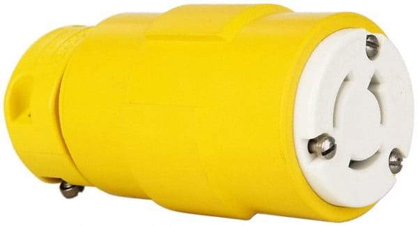 Value Collection - 125/250 VAC, 20 Amp, NonNEMA, Straight, Ungrounded, Industrial Grade Connector - 3 Pole, 3 Wire, 1 Phase, Rubber, Yellow - Caliber Tooling