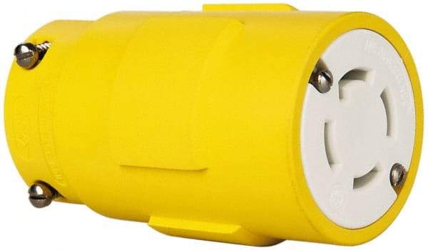 Value Collection - 125/250 VAC, 30 Amp, NonNEMA, Straight, Ungrounded, Industrial Grade Connector - 4 Pole, 4 Wire, 1 Phase, Rubber, Yellow - Caliber Tooling