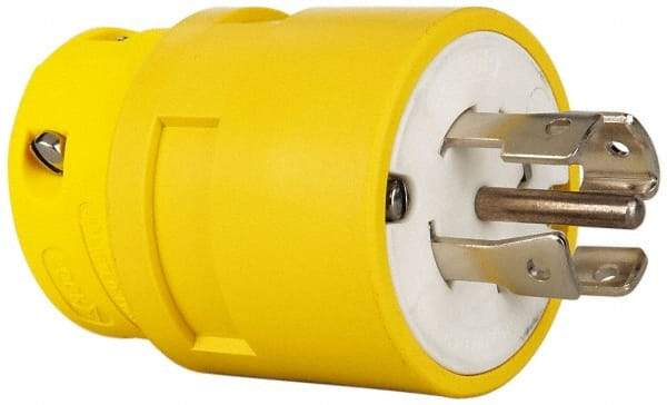 Value Collection - 347/600 VAC, 30 Amp, L23-30 NEMA, Straight, Ungrounded, Industrial Grade Plug - 4 Pole, 5 Wire, Rubber, Yellow - Caliber Tooling