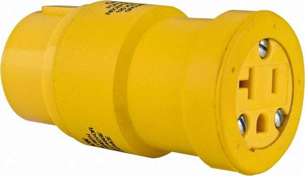 Woodhead Electrical - 1 Outlet, 125 VAC, 20 Amp, Yellow, Single Outlet Adapter - 5-20 NEMA Configuration, CSA Certified, CSA File LR6837, UL File E10176 - Caliber Tooling