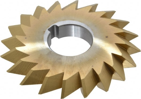 Made in USA - 4° 4" Cut Diam, 1/2" Cut Width, 1-1/4" Arbor, High Speed Steel Double-Angle Cutter - Caliber Tooling