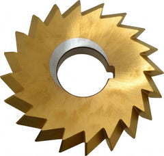 Made in USA - 4° 4" Cut Diam, 1/2" Cut Width, 1-1/4" Arbor, High Speed Steel Double-Angle Cutter - Caliber Tooling