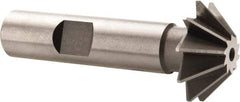 Made in USA - 1" Diam x 5/16" Width of Cut, 45° Included Angle, Shank Connection, High Speed Steel Single Angle Cutter - 1/2" Shank Diam, 2-1/2" Overall Length, Right Hand Cut, Uncoated - Caliber Tooling