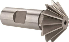 Made in USA - 1-1/2" Diam x 1/2" Width of Cut, 45° Included Angle, Shank Connection, High Speed Steel Single Angle Cutter - 3/4" Shank Diam, 2-3/4" Overall Length, Right Hand Cut, Uncoated - Caliber Tooling