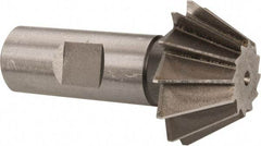 Made in USA - 1-1/2" Diam x 5/8" Width of Cut, 60° Included Angle, Shank Connection, High Speed Steel Single Angle Cutter - 3/4" Shank Diam, 2-3/4" Overall Length, Right Hand Cut, Uncoated - Caliber Tooling