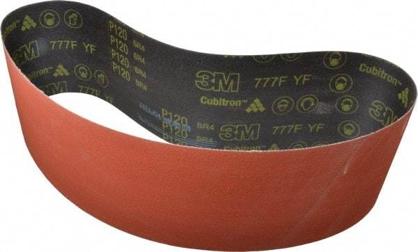 3M - 6" Wide x 310" OAL, 80 Grit, Ceramic Abrasive Belt - Ceramic, Medium, Coated, YF Weighted Cloth Backing, Wet/Dry, Series 777F - Caliber Tooling