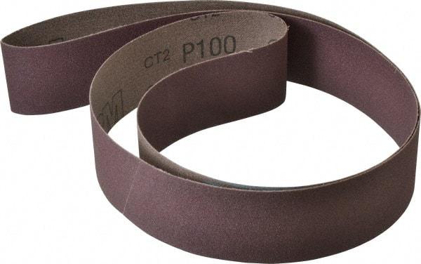 3M - 2" Wide x 60" OAL, 100 Grit, Aluminum Oxide Abrasive Belt - Aluminum Oxide, Fine, Coated, X Weighted Cloth Backing, Series 341D - Caliber Tooling