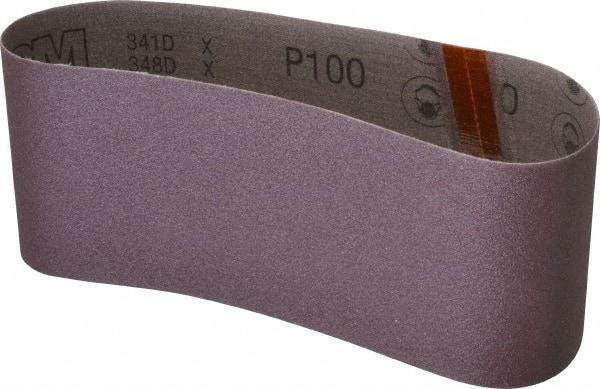 3M - 4" Wide x 24" OAL, 100 Grit, Aluminum Oxide Abrasive Belt - Aluminum Oxide, Fine, Coated, X Weighted Cloth Backing, Series 341D - Caliber Tooling