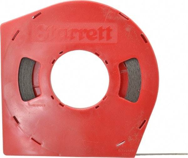 Starrett - 3/8" x 100' x 0.025" Carbon Steel Band Saw Blade Coil Stock - 18 TPI, Toothed Edge, Straight Form, Wavy Set, Flexible Back, No Rake Angle, Constant Pitch, Contour Cutting - Caliber Tooling