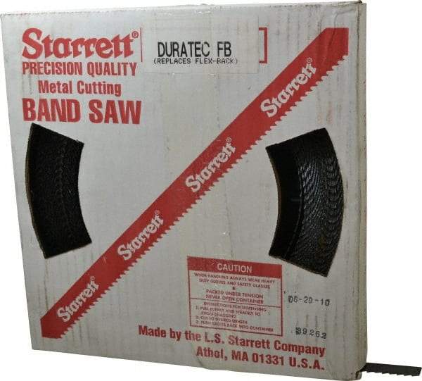 Starrett - 3/4" x 100' x 0.032" Carbon Steel Band Saw Blade Coil Stock - 4 TPI, Toothed Edge, Hook Form, Raker Set, Flexible Back, Positive Angle, Constant Pitch, Contour Cutting - Caliber Tooling