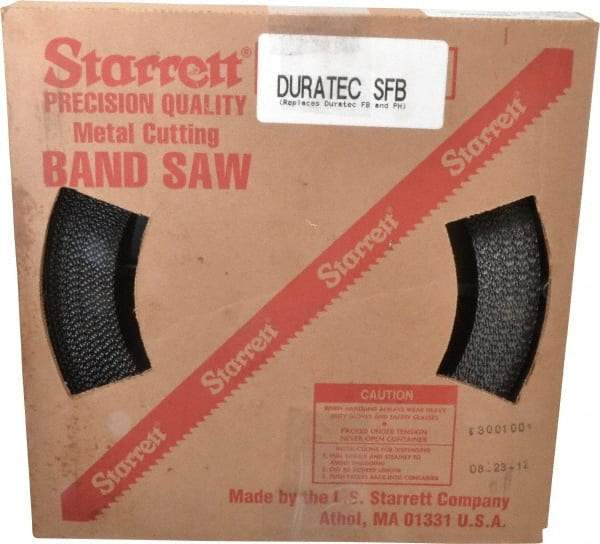 Starrett - 3/4" x 100' x 0.032" Carbon Steel Band Saw Blade Coil Stock - 6 TPI, Toothed Edge, Straight Form, Raker Set, Flexible Back, No Rake Angle, Constant Pitch, Contour Cutting - Caliber Tooling